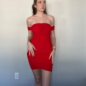 Off the Shoulder, red, Lulus mini dress